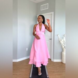 Hello Molly Pink Halter Midi Dress